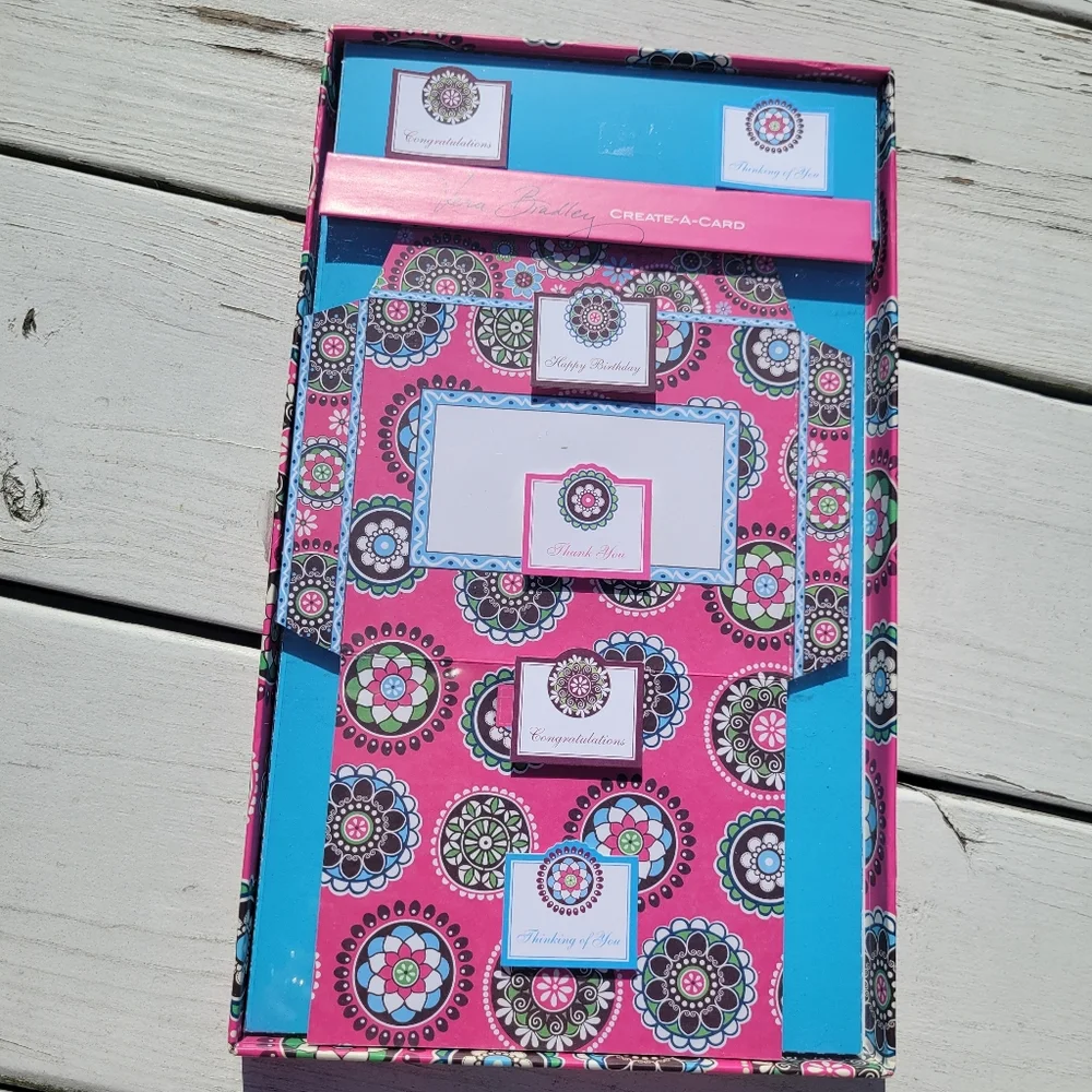 Vera Bradley Create-A-Card Notecard Set Birthday Congrats Thank You GUC FINAL